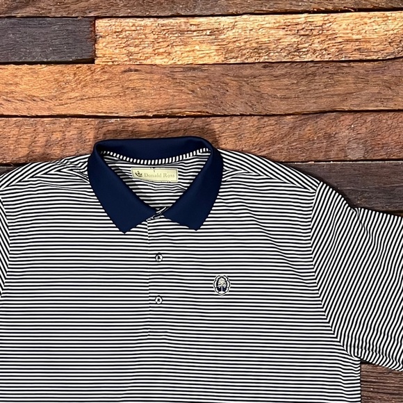 Donald Ross Striped Mens Polo Golf Tennis Short Sleeve Summer Shirt - Picture 2 of 5